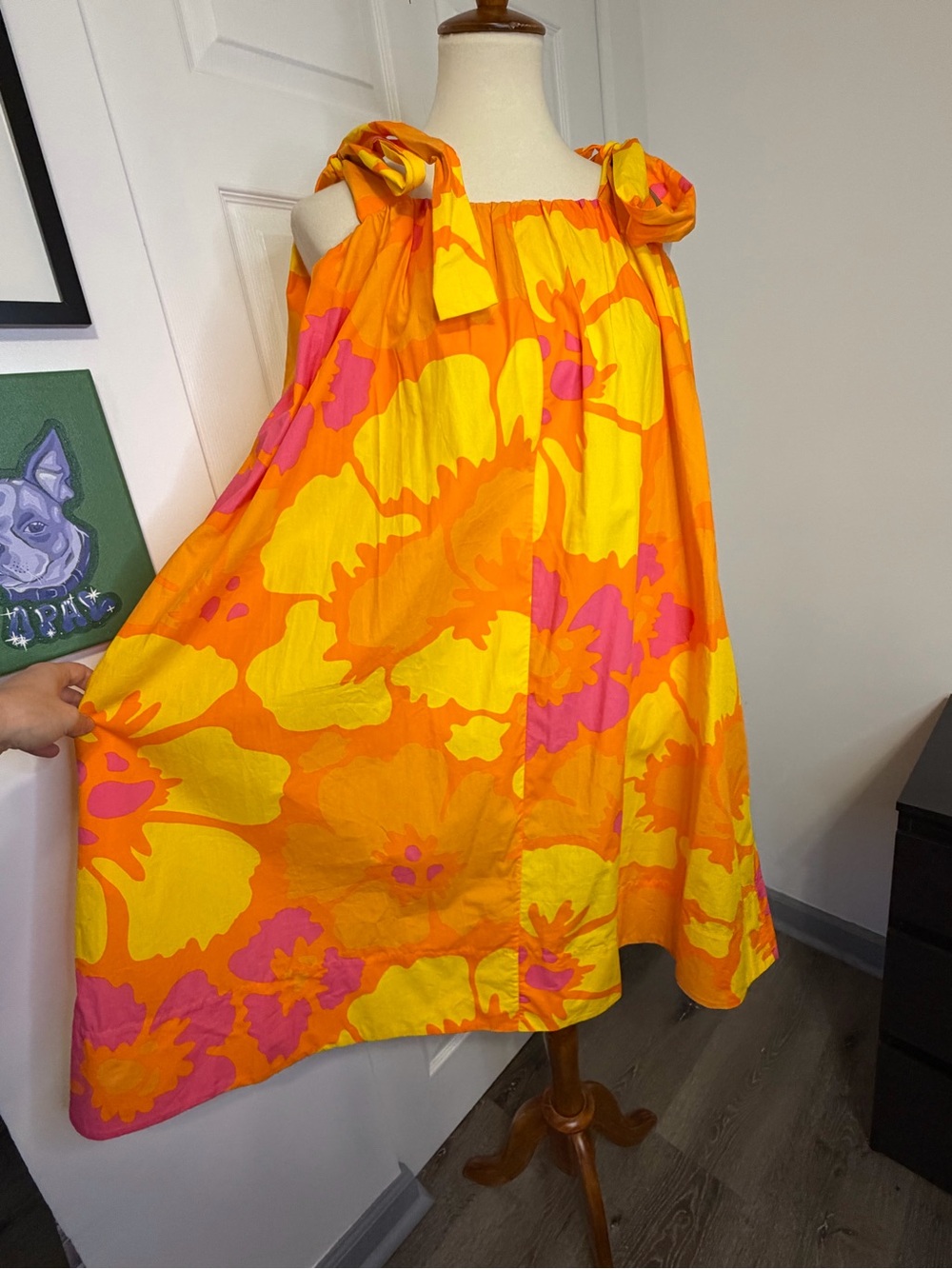 COS Bright Floral Ten Dress in Yellow, Orange & Pink - Size M - Adjustable